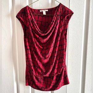 Kenneth Cole Red and Black Geometric Blouse